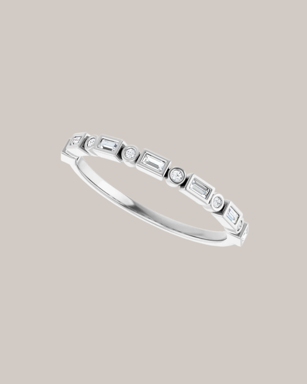 Baguette and Round Diamond Band